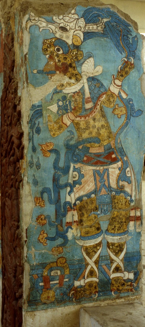 Mexický lord v Cacaxtla, pozdní klasické období (nástěnná malba) od Mayan