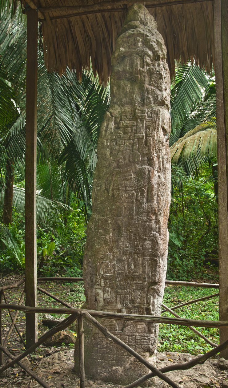Stela 14 zobrazující hráče s míčem v neklasickém mayském stylu, Terminal Classic od Mayan