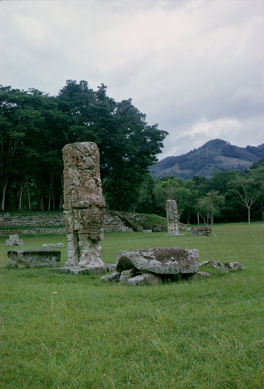 Stele na nádvoří Central Plaza od Mayan