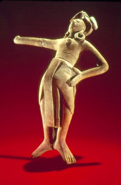 Postava posvátného hráče míčů z ostrova Jaina, cca 600-900 (kameninové zboží) od Mayan