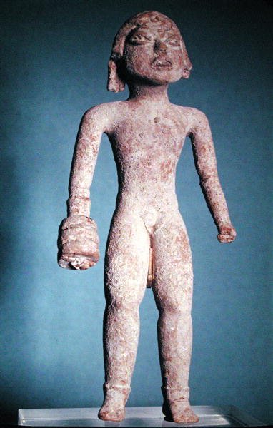 Figurka tlachtli hráče s rukavicí na pravé ruce, z Mexika, předklasické období, 1300-800 př.n.l. od Mayan
