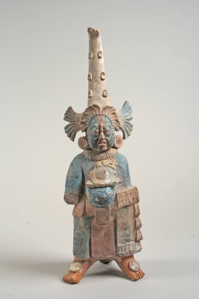 Kostýmovaná postava z Mexika, 7.-8. století (keramika, pigment) od Mayan