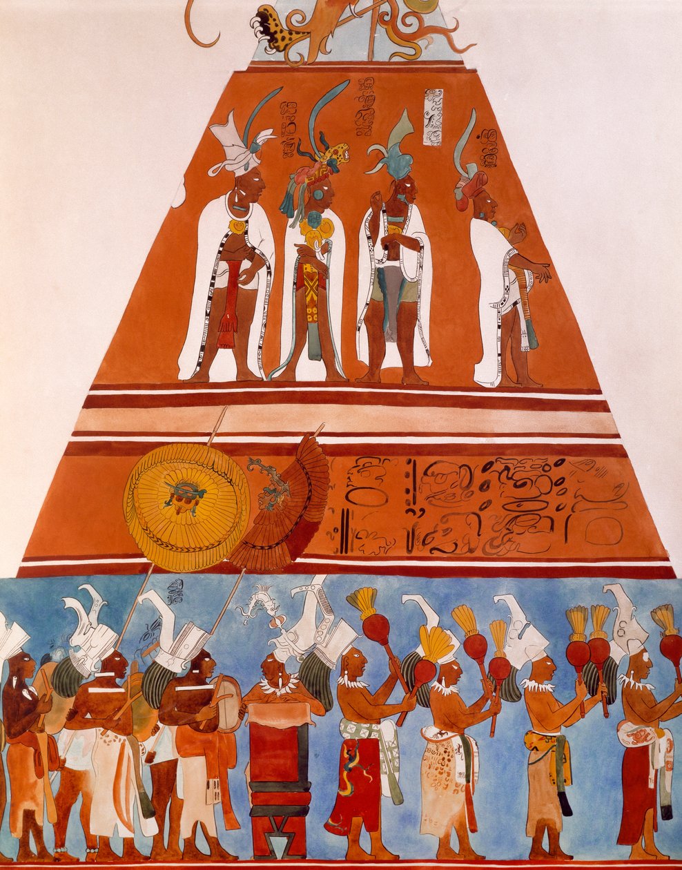 Fresky v Bonampak, Chiapas (Mexiko). Detail zobrazující scénu procesí. Mayská civilizace, 9. století. od Mayan