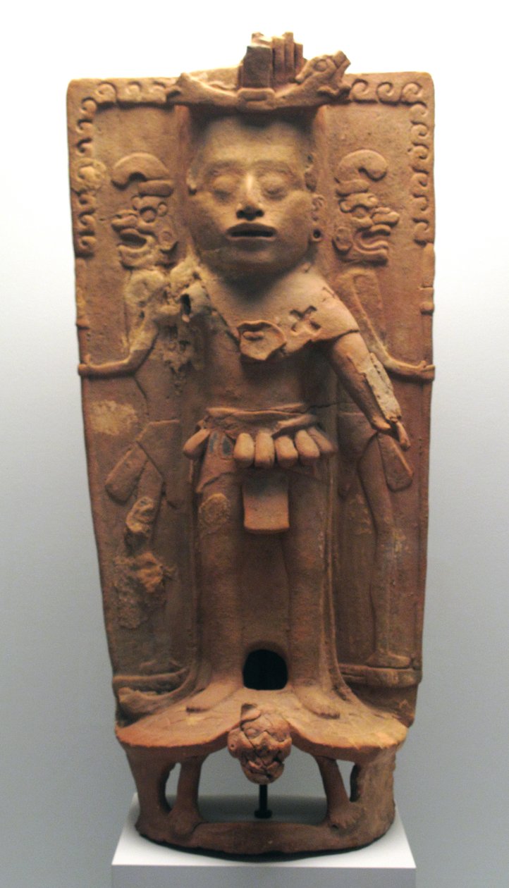 Kadidlo v podobě kukuřičného boha na želvě, poloostrov Severní Yucatán, postklasické období, 900-1000 našeho letopočtu od Mayan