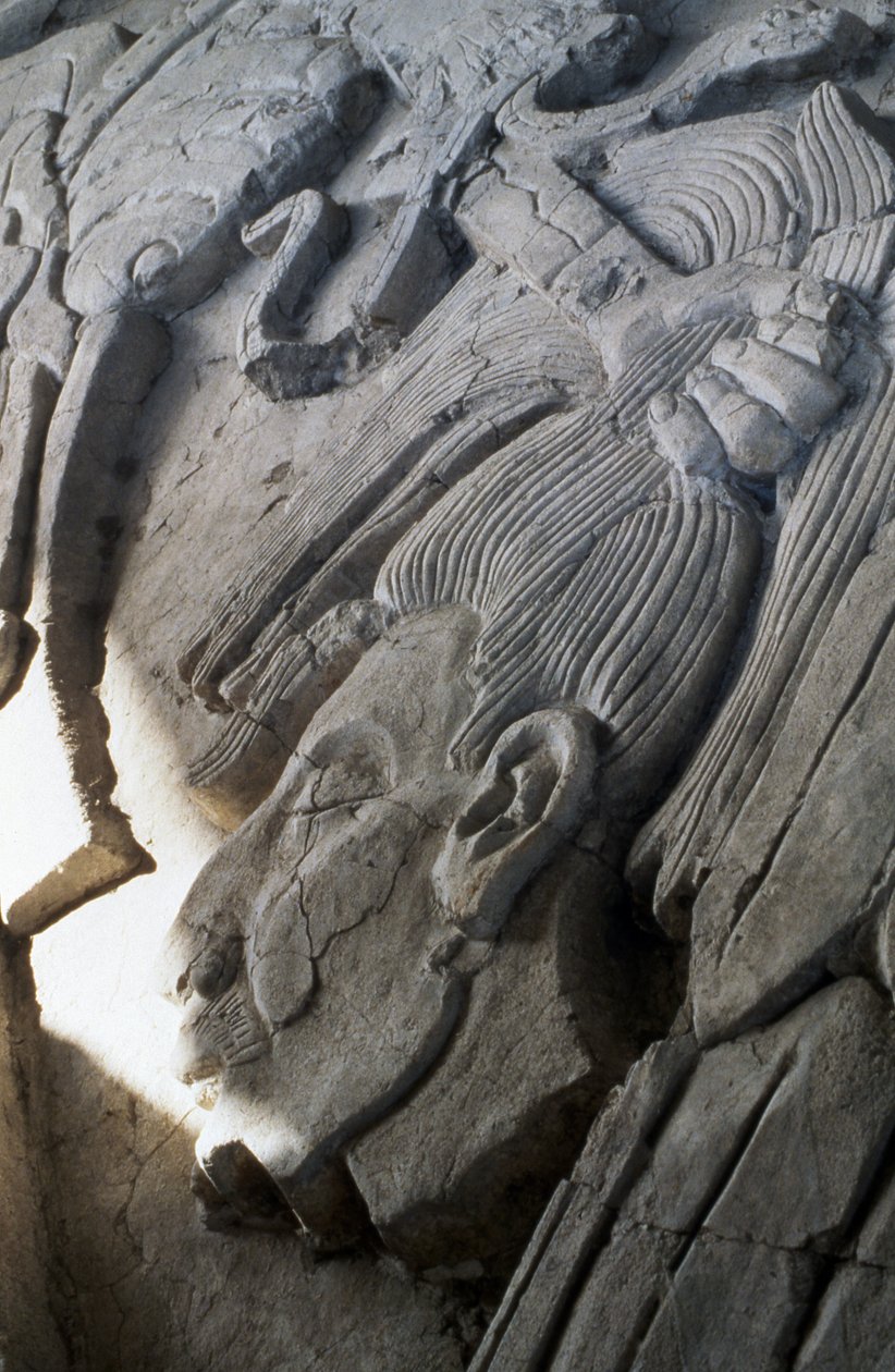 Reliéf na pyramidě, období pozdní klasiky (600-900 n. l.) (štuk) od Mayan