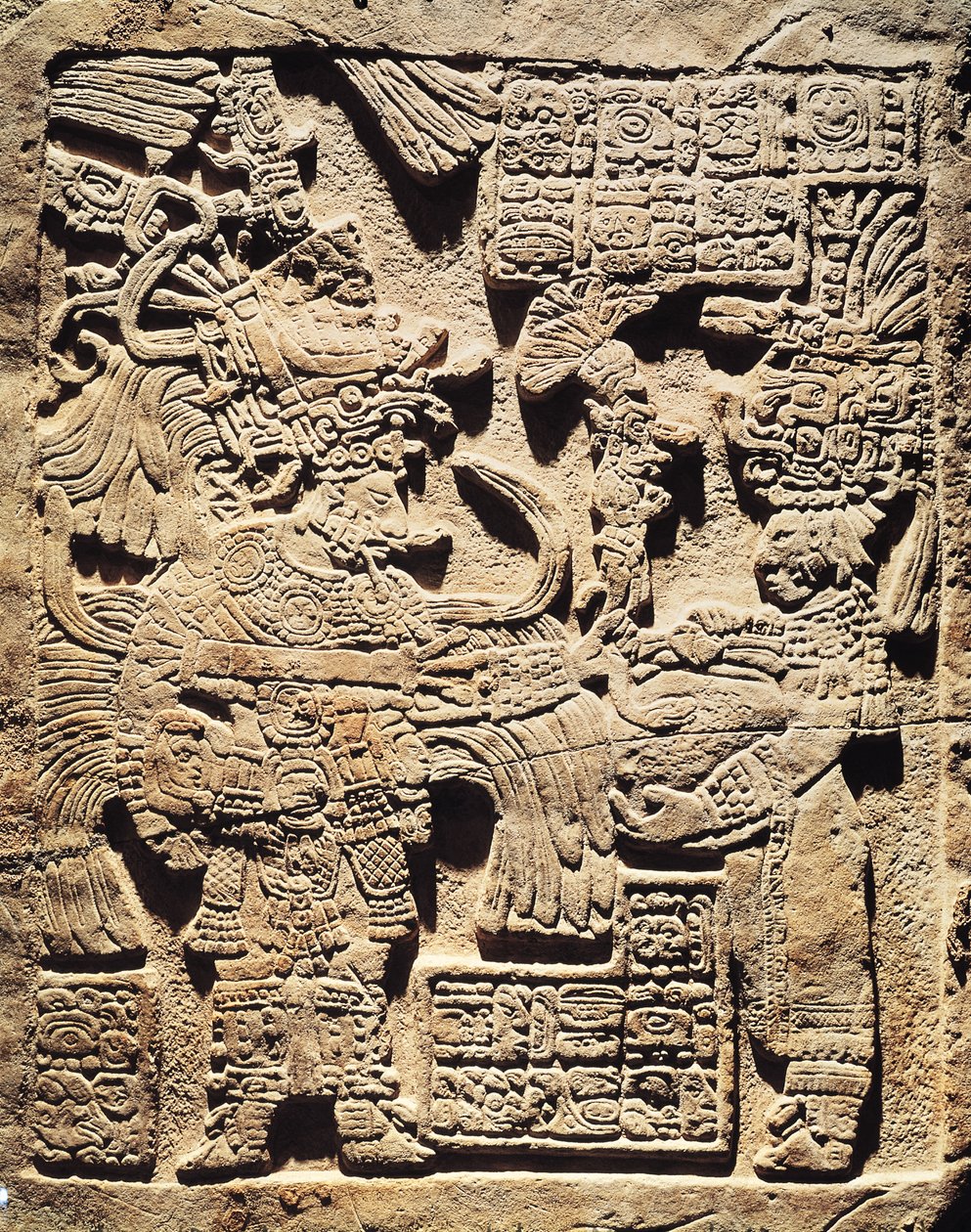 Stela zobrazující velekněze a ženu z Yaxchilanu od Mayan