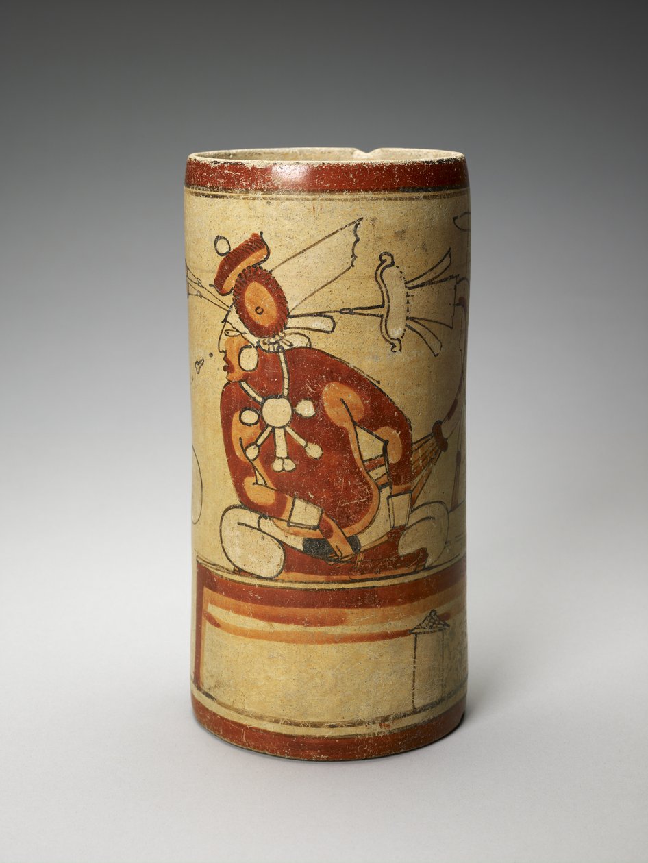 Váza s prezentační scénou, 600-900 AD (hliněné nádobí se skluzem) od Mayan