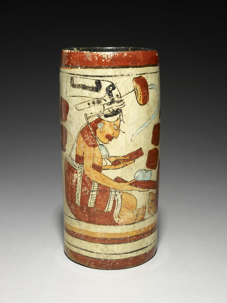 Váza s prezentační scénou, 600-900 AD (hliněné nádobí se skluzem) od Mayan