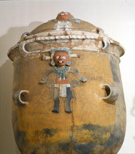 Pohřební urna s víkem, Ixil, Quiche, Guatemala, rané poklasické období (900-1200) (polychromovaná kamenina) od Mayan Mayan