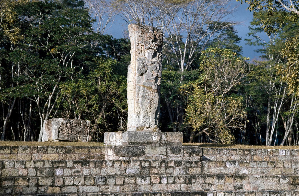 Stéla 2 s výhledem na hřiště, 652 našeho letopočtu od Mayan Mayan