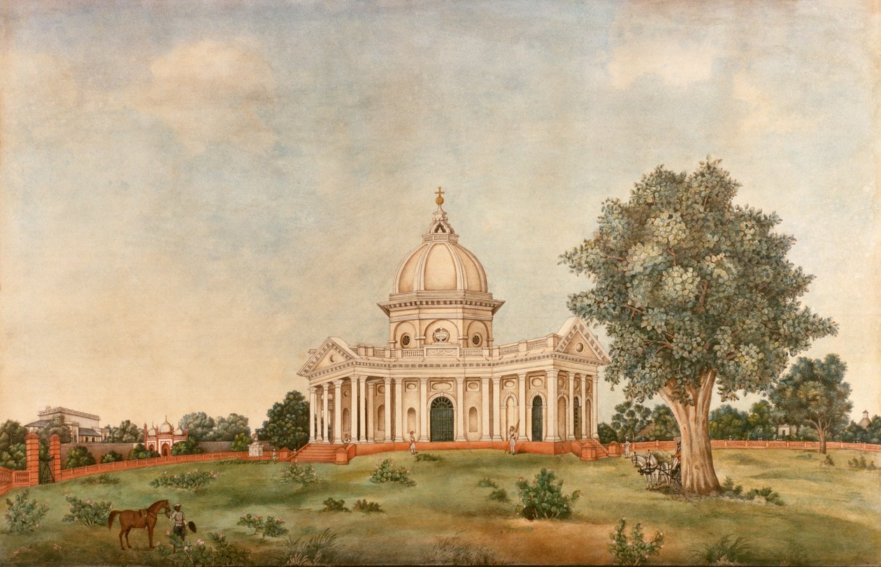 Vnější pohled na kostel sv. Jakuba, Dillí, kolem roku 1836 (akvarel) od Mazhar Ali Khan
