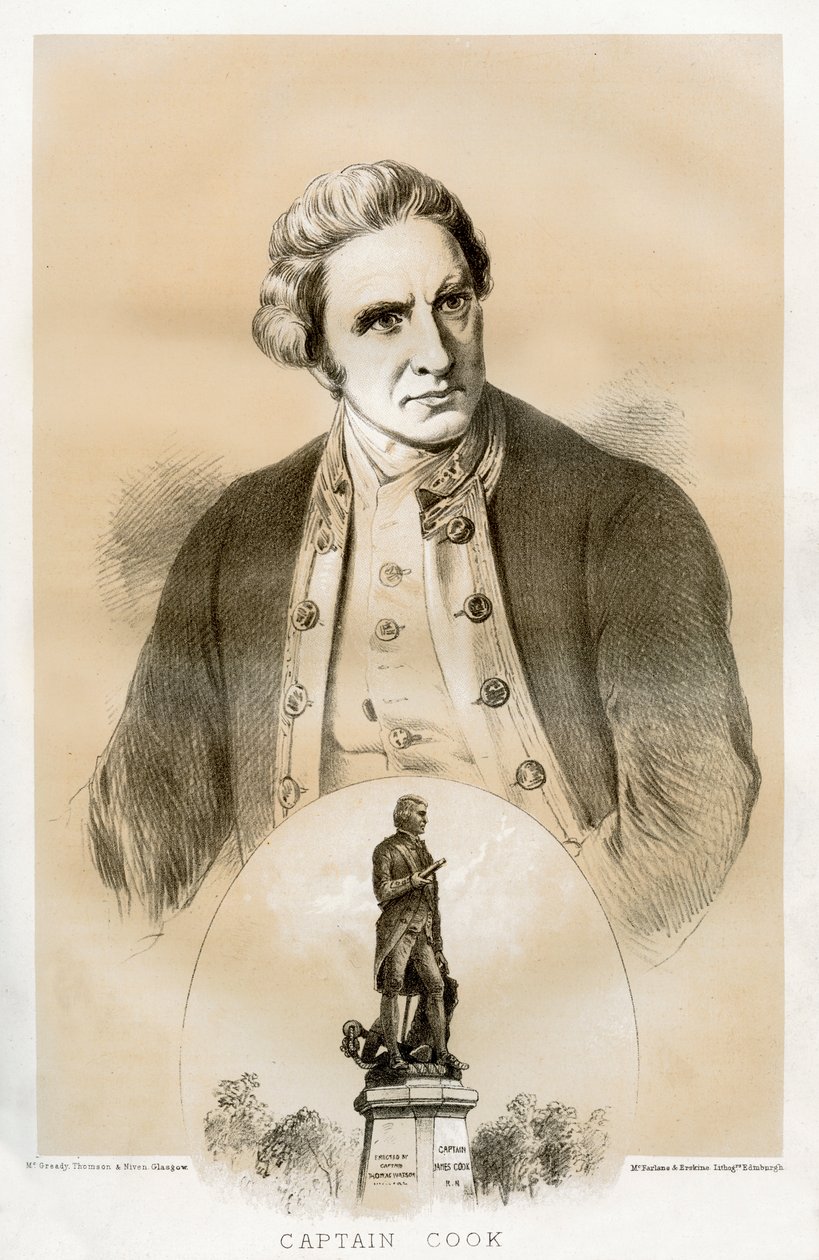 Kapitán James Cook, britský námořní důstojník a průzkumník z 18. století, 1879 od McFarlane and Erskine