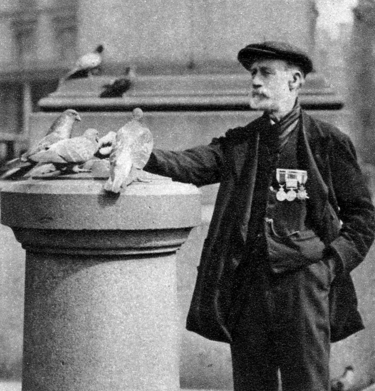 Starý voják s několika holuby, Trafalgar Square, Londýn, 1926-1927. od McLeish