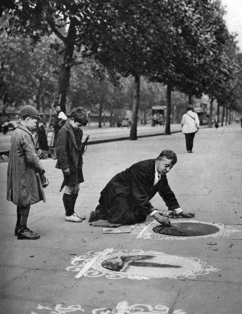 Umělec chodníků, Embankment, Londýn, 1926-1927 od McLeish