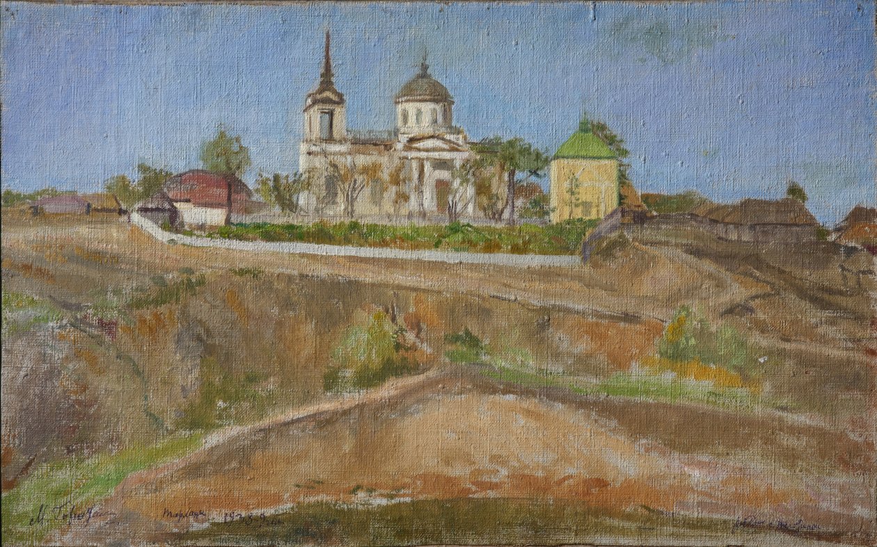 Tarkhany. Pohled na kostel archanděla Michaela, 1938 od Meer Michailovich Gokhstein