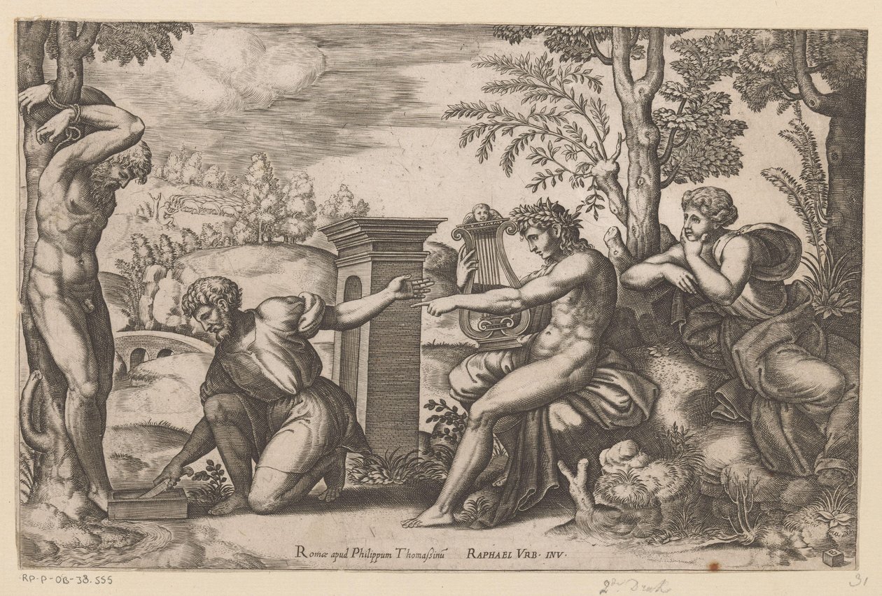 Apollo v Marsyas od Meester van de Dobbelsteen