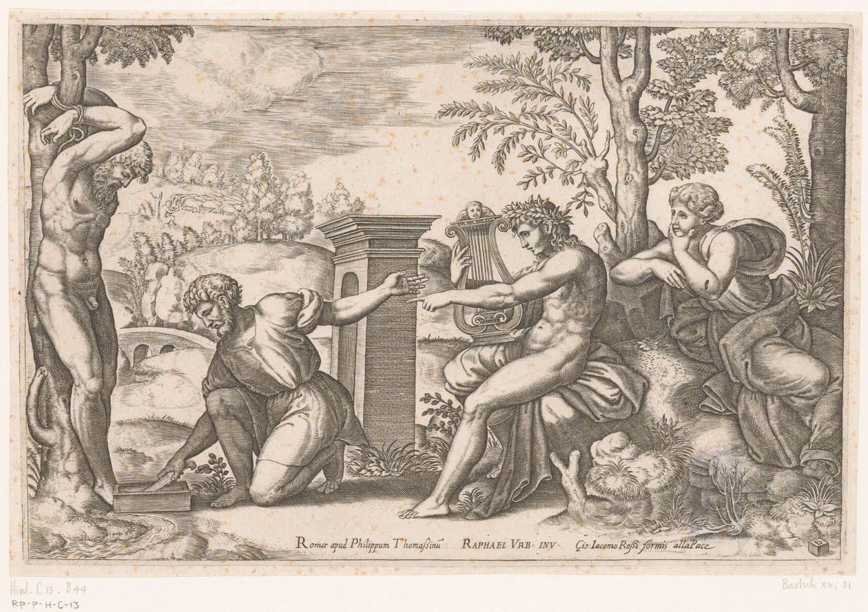 Apollo v Marsyas od Meester van de Dobbelsteen