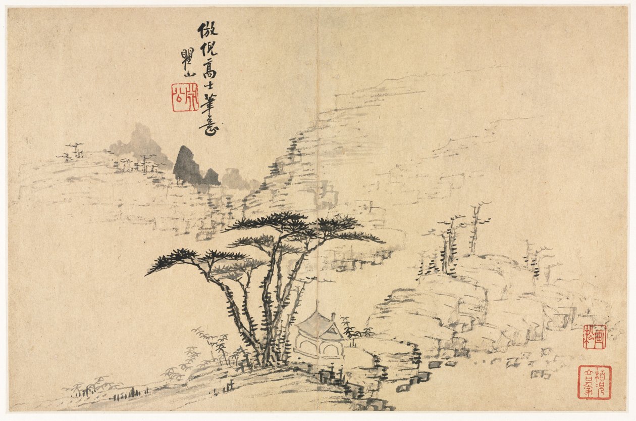 Krajiny v různých stylech po starých mistrech, 1690. od Mei Qing