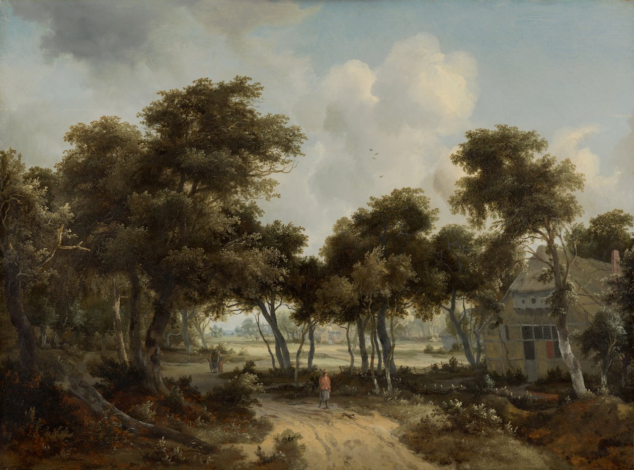 Chalupy v lese od Meindert Hobbema