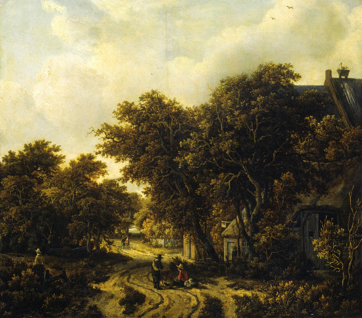 Německy: Landschaft mit Wirtshaus Krajina s hostincem od Meindert Hobbema