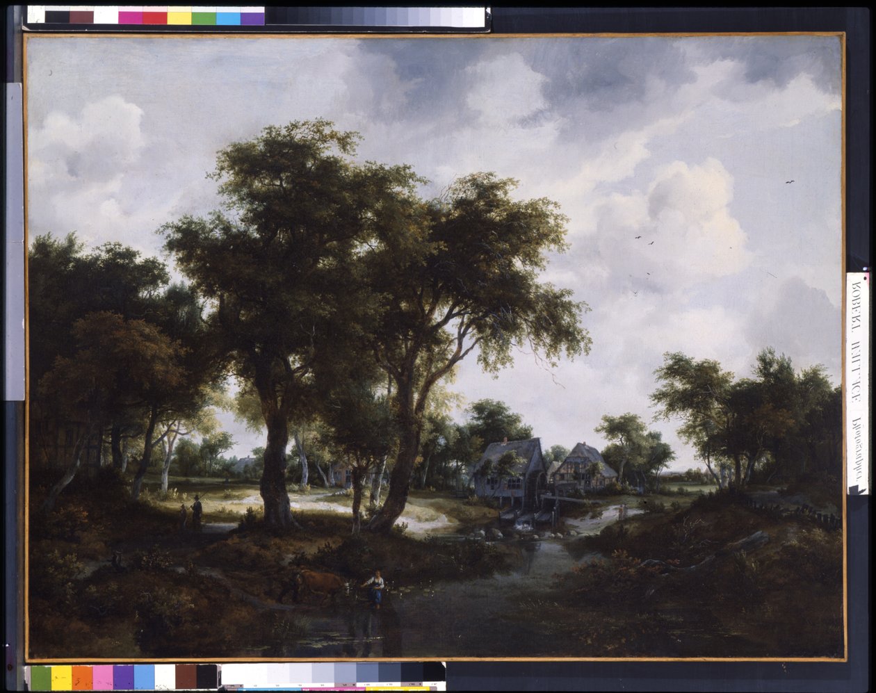 Vodní mlýn (The Trevor Landscape) (olej na plátně) od Meindert Hobbema
