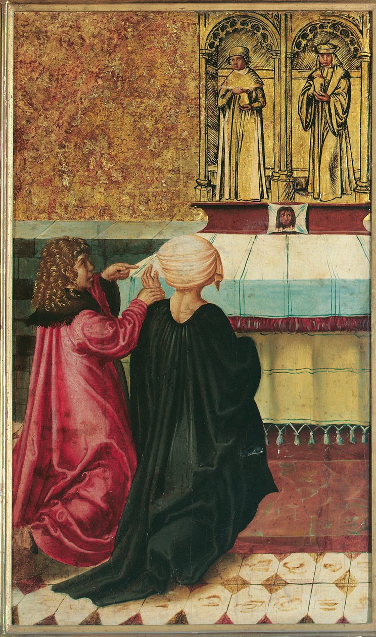 Muž doporučí svou ženu sv. Kosmas a Damian od Meister der Legendenszenen