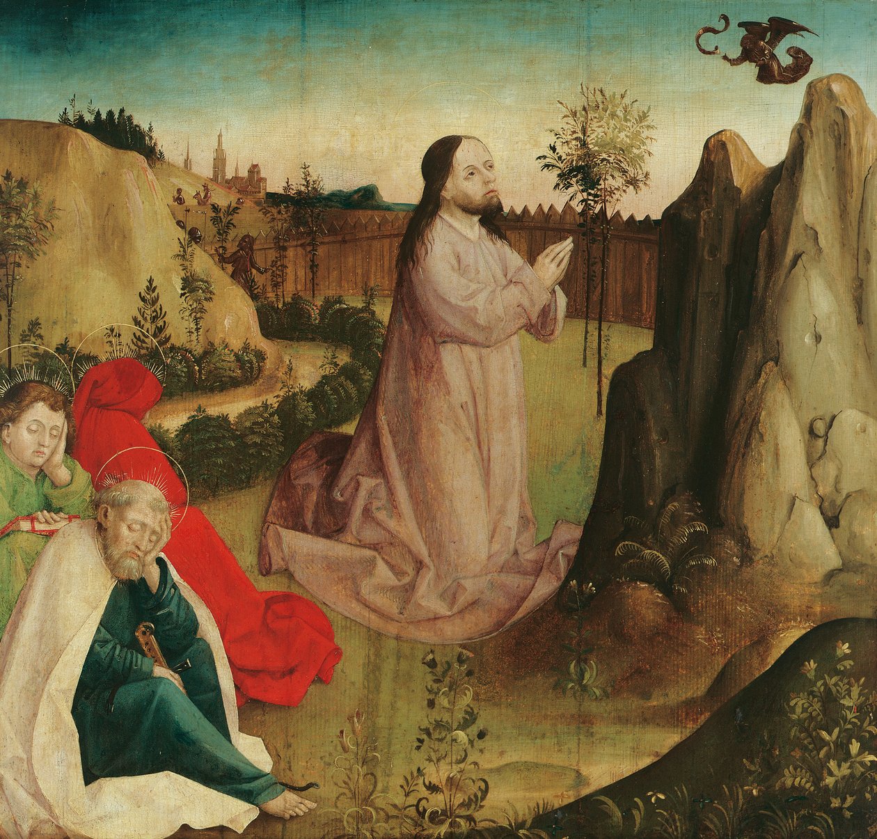 Kristus na hoře Olivetské od Meister der Veitslegende