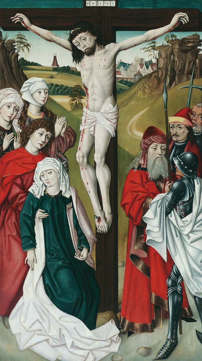 Ukřižování Krista od Meister des Schottenaltars (Werkstatt)