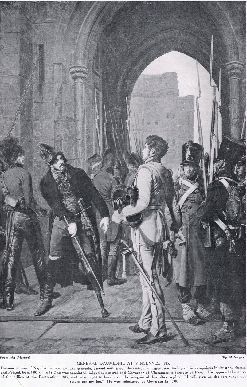 Generál Daumesnil ve Vincennes, 1815, ilustrace z "Hutchinson