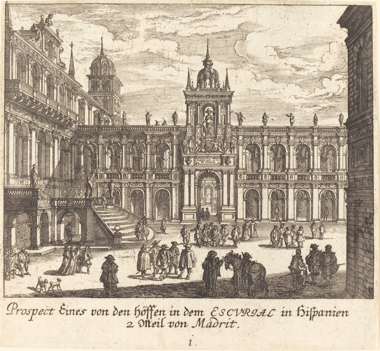 Escorial, Španělsko od Melchior Küsel after Johann Wilhelm Baur
