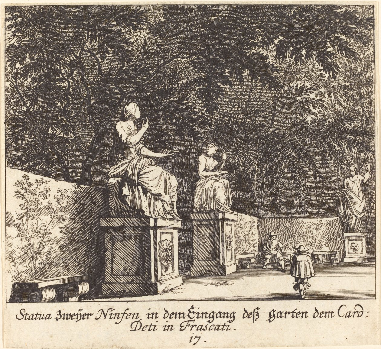 Zahrady, kardinál Deti, Frascati od Melchior Küsel after Johann Wilhelm Baur