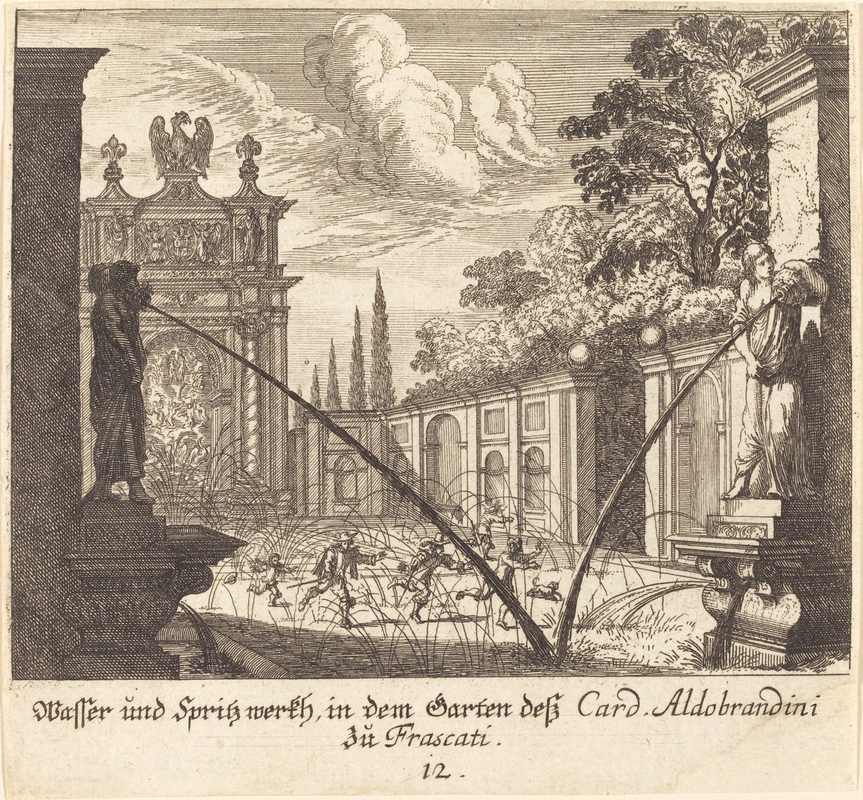 Zahrady kardinála Aldobrandiniho, Frascati od Melchior Küsel after Johann Wilhelm Baur