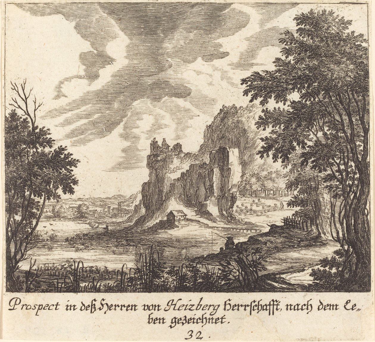 horský výhled od Melchior Küsel after Johann Wilhelm Baur