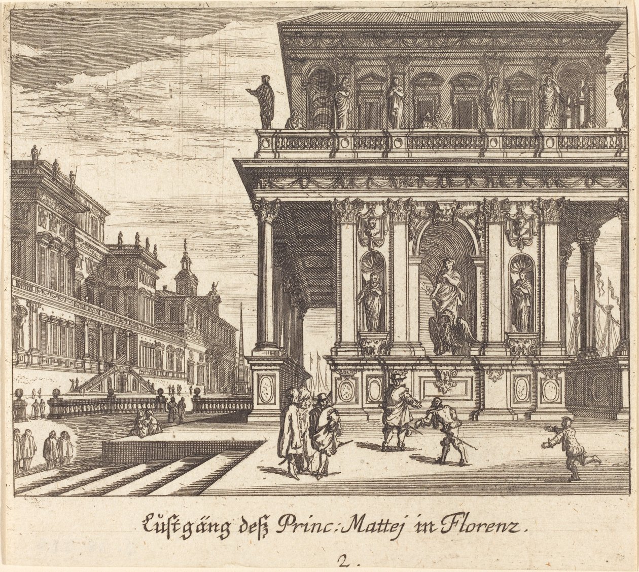 Palác, Florencie od Melchior Küsel after Johann Wilhelm Baur