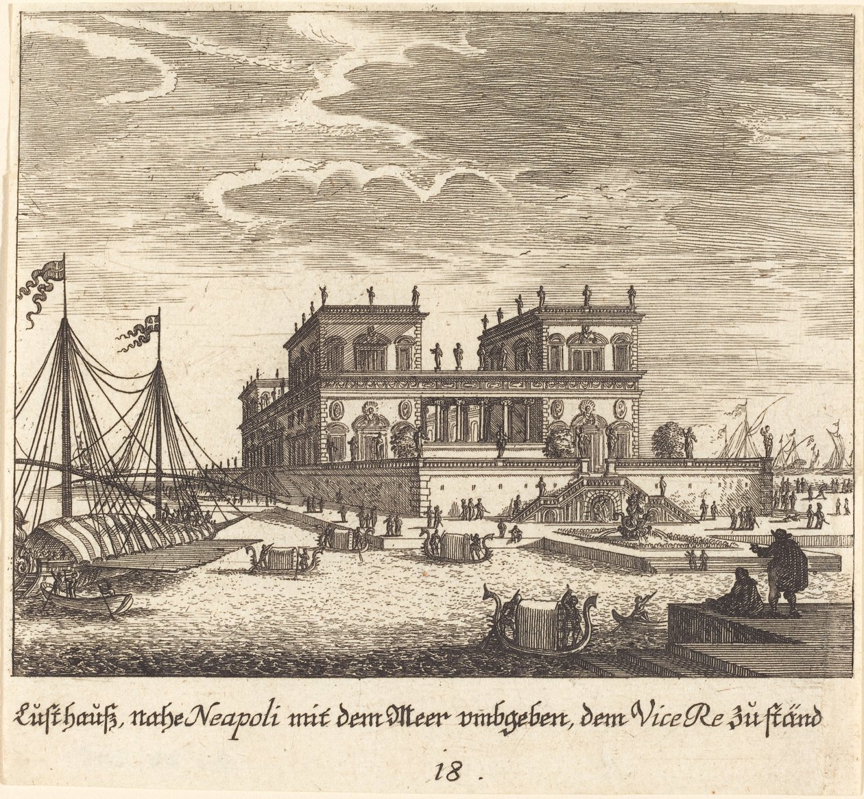Palace, Vice Re, Neapol od Melchior Küsel after Johann Wilhelm Baur