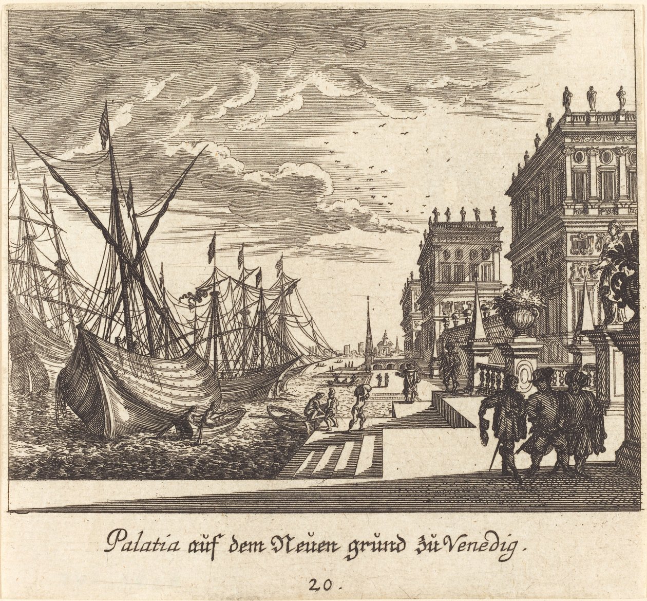 Paláce, Benátky od Melchior Küsel after Johann Wilhelm Baur
