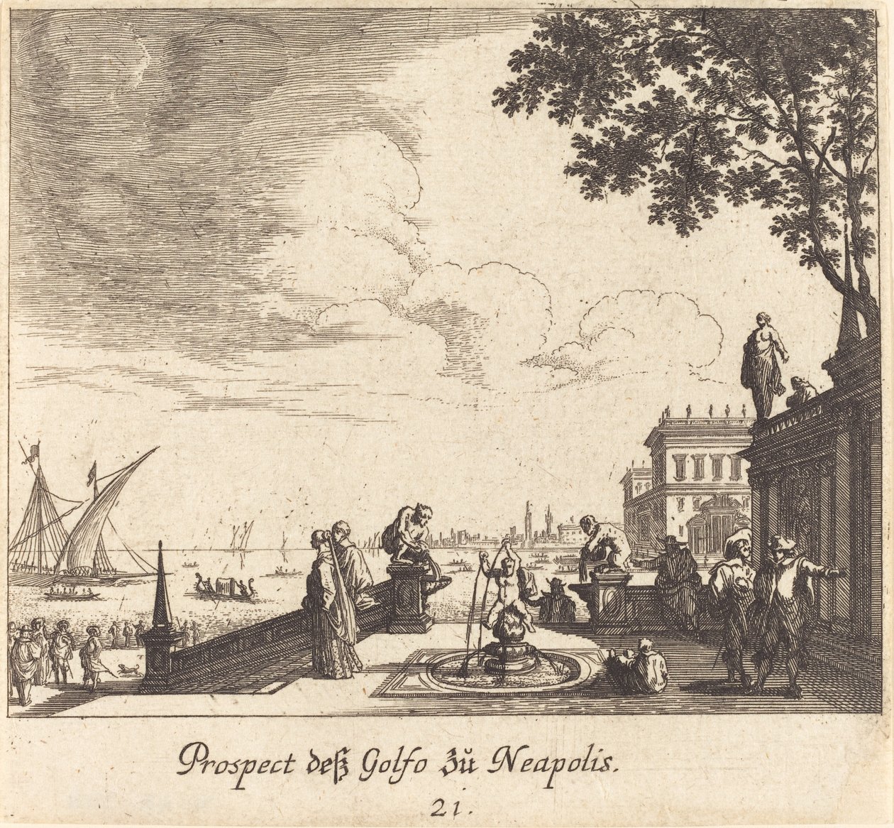 Pohled na Neapolský záliv od Melchior Küsel after Johann Wilhelm Baur
