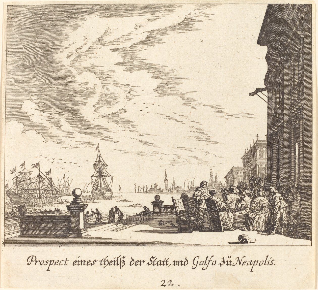 Pohled na Neapolský záliv od Melchior Küsel after Johann Wilhelm Baur