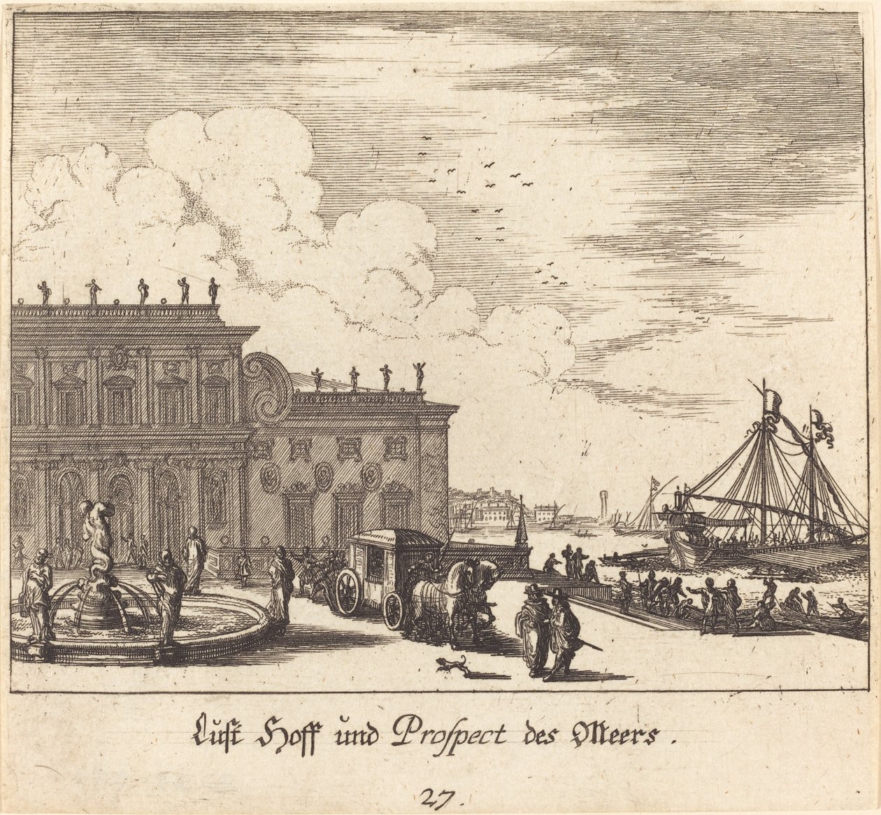 Pohled na Meers od Melchior Küsel after Johann Wilhelm Baur