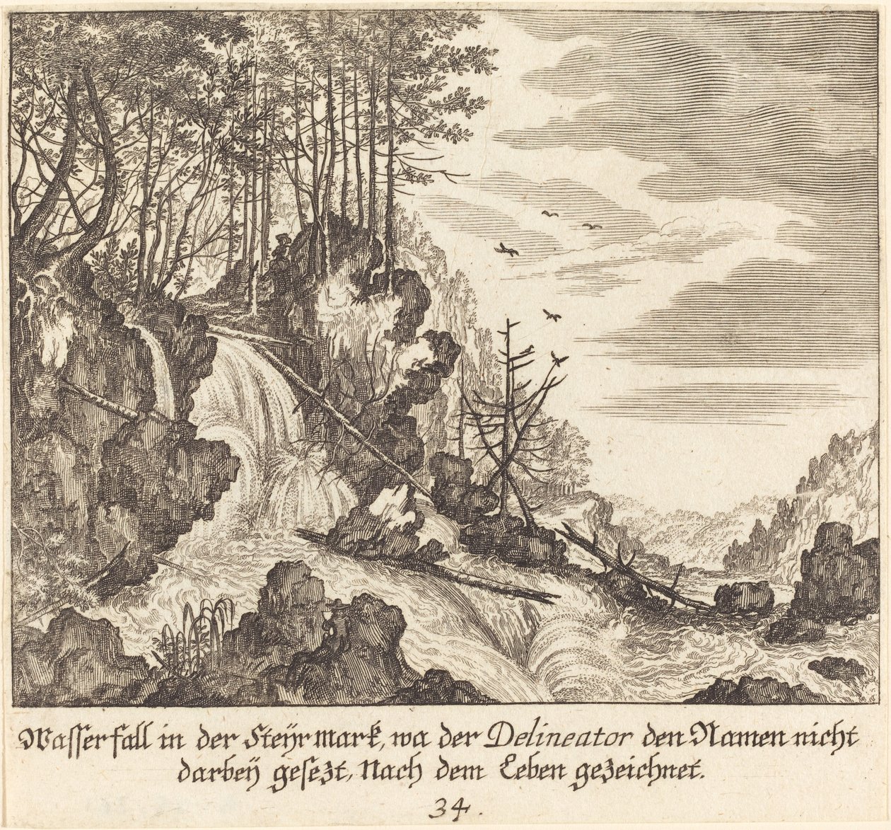 Vodopád od Melchior Küsel after Johann Wilhelm Baur