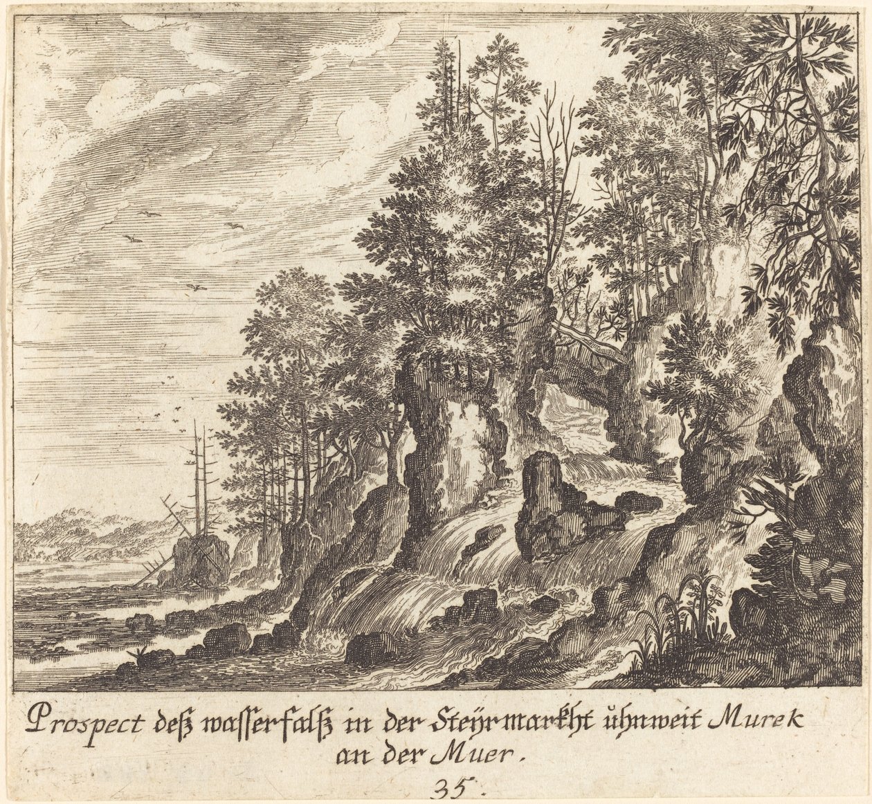 Vodopád od Melchior Küsel after Johann Wilhelm Baur