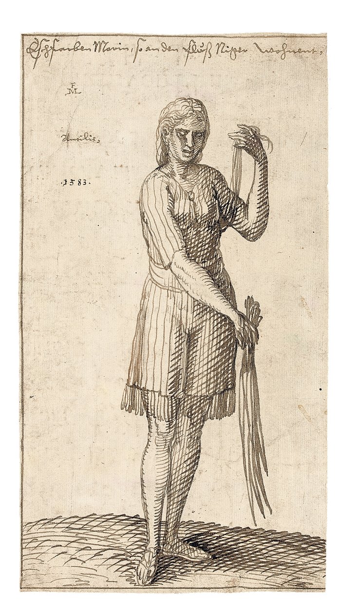 Nigerijská žena držící rákosí, 1583 od Melchior Lorck