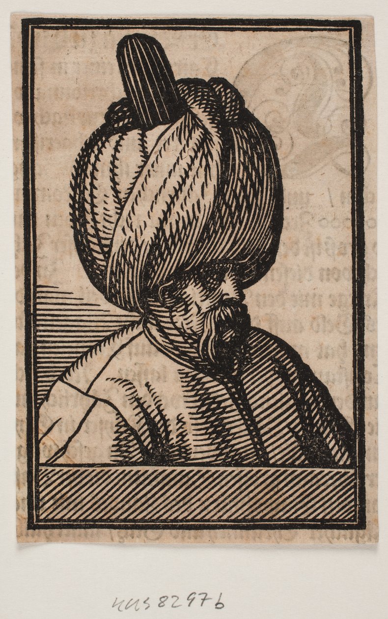 Busta vousatého muže v turbanu, 3/4 profilu vpravo od Melchior Lorck