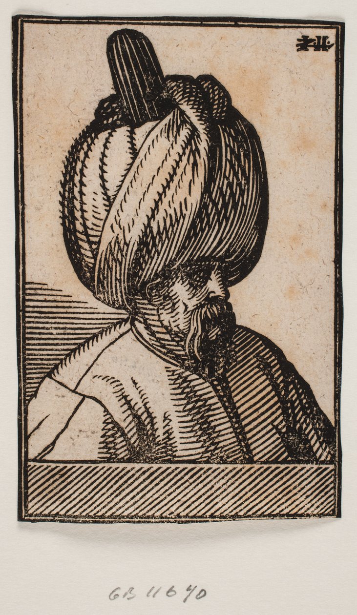 Busta vousatého muže v turbanu, 3/4 profilu vpravo od Melchior Lorck