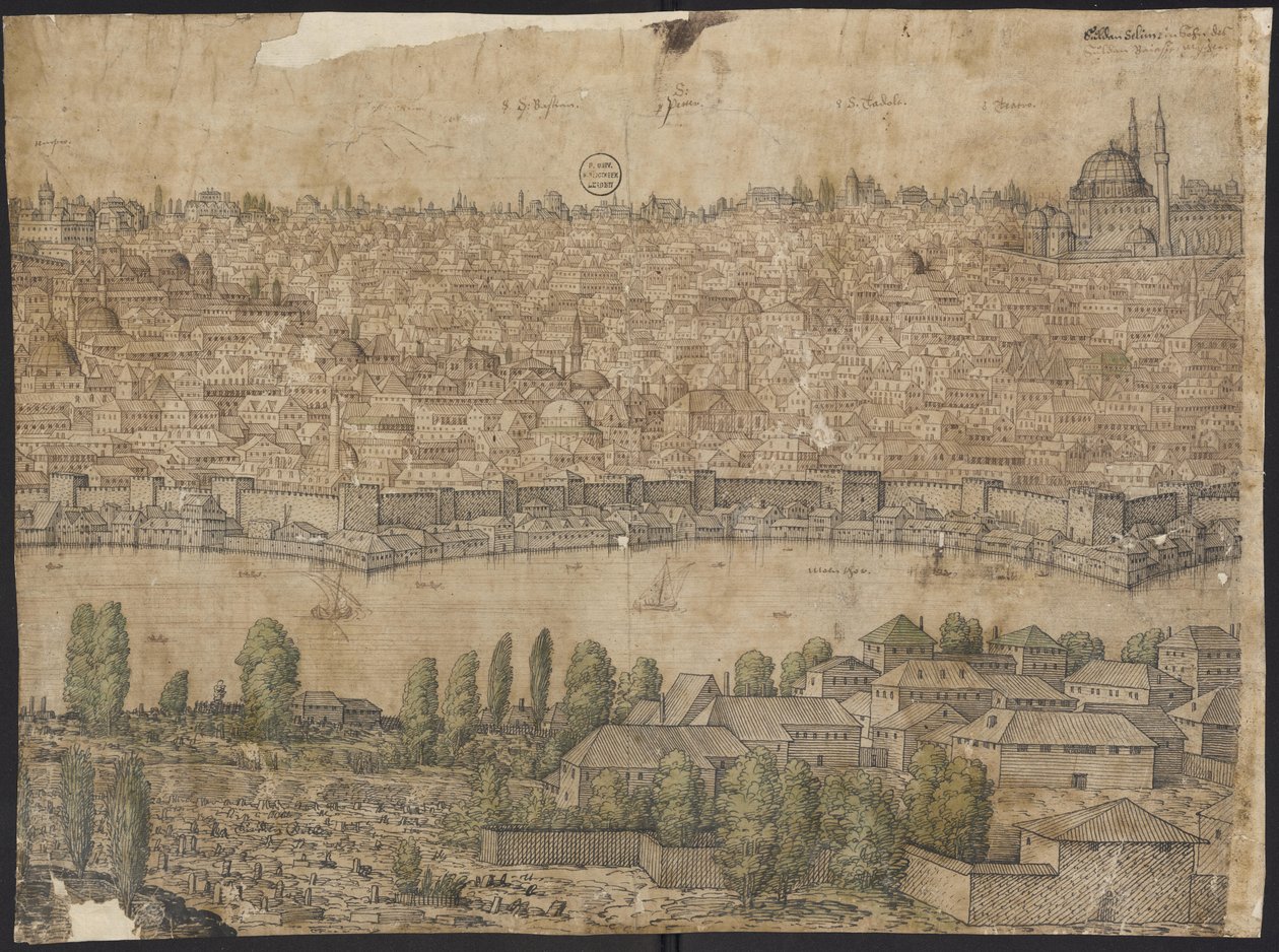 Vyhlídka Konstantinopole, List 14, Melchior Lorck, 1559 od Melchior Lorck