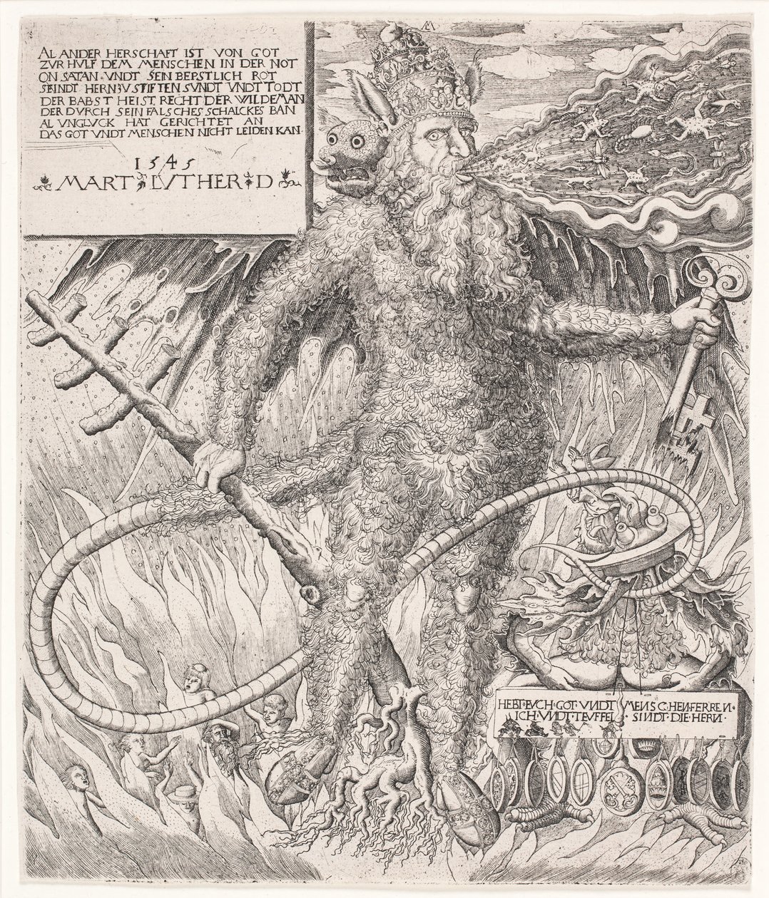 Papež jako divoch. Satirická alegorie od Melchior Lorck