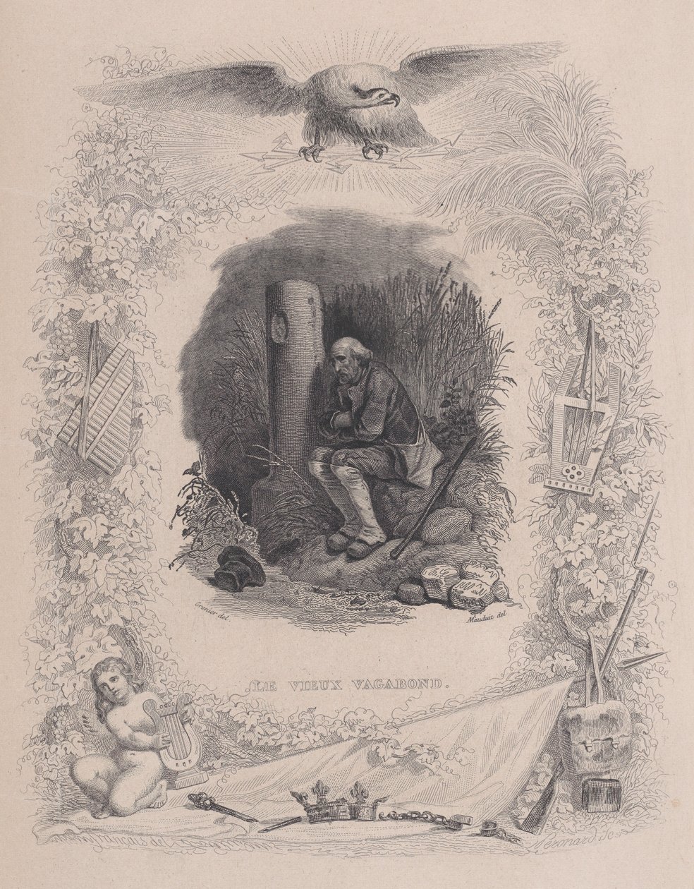 The Old Vagabond, z The Complete Works of Béranger, 1829. od Melchior Peronard