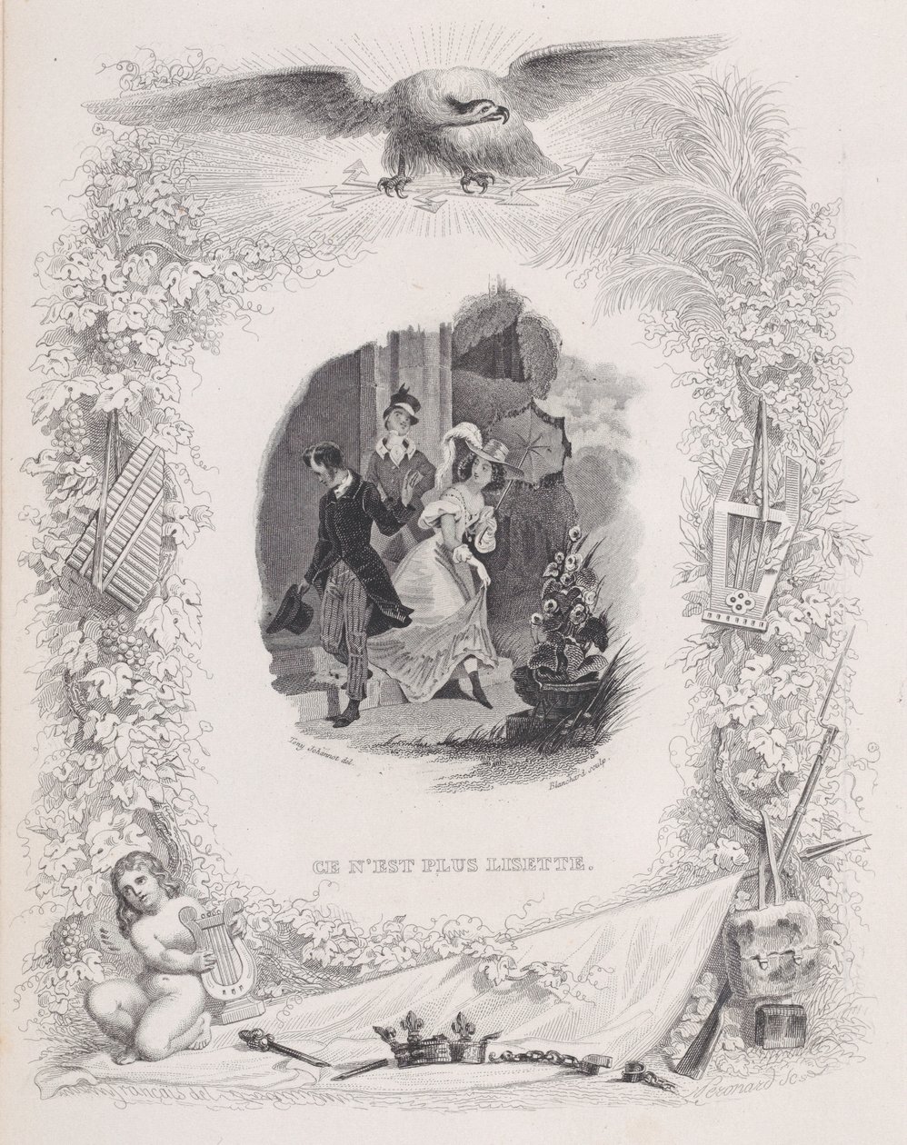 Už to není Lisette, z The Songs of Béranger, 1829. Tvůrci: Melchior Péronard, Auguste Blanchard I. od Melchior Péronard, Auguste Blanchard I