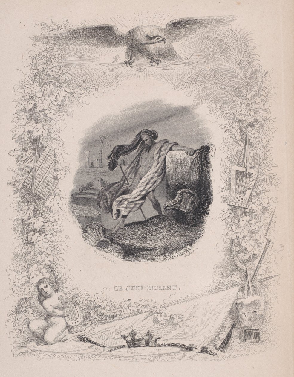 Bludný Žid, z Písní Bérangerových, 1829. Tvůrci: Melchior Péronard, Joubert. od Melchior Péronard, Joubert