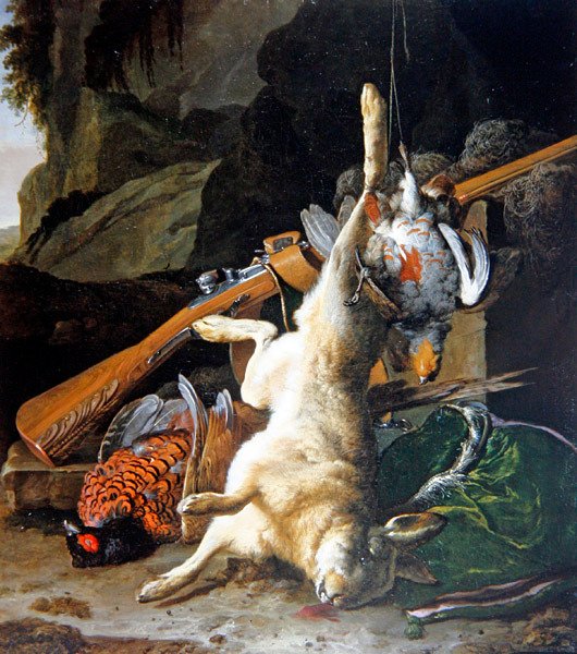 Hra A Still Life of Dead (olej na plátně) od Melchior de Hondecoeter